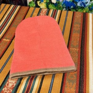 Beanie cap peach beige new hat soft comfy reversible fabric warm Ecuadorian new